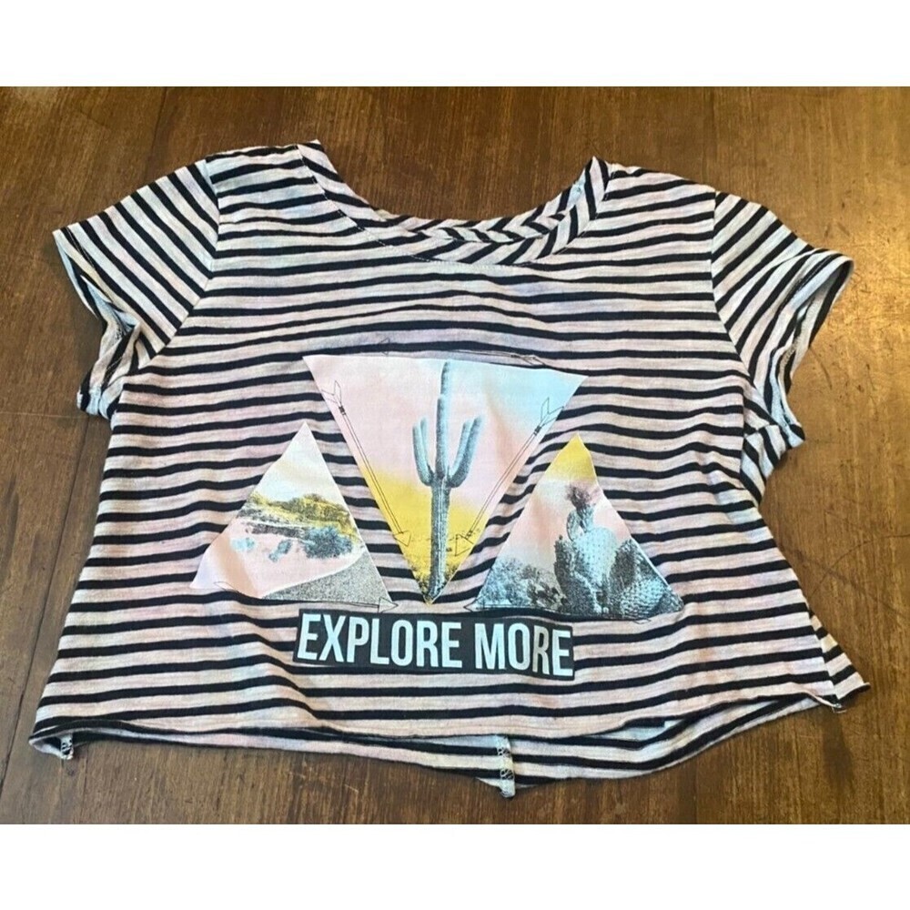 Epic Thread Girls Short Sleeve Casual Crop Top Shirt Cactus Large